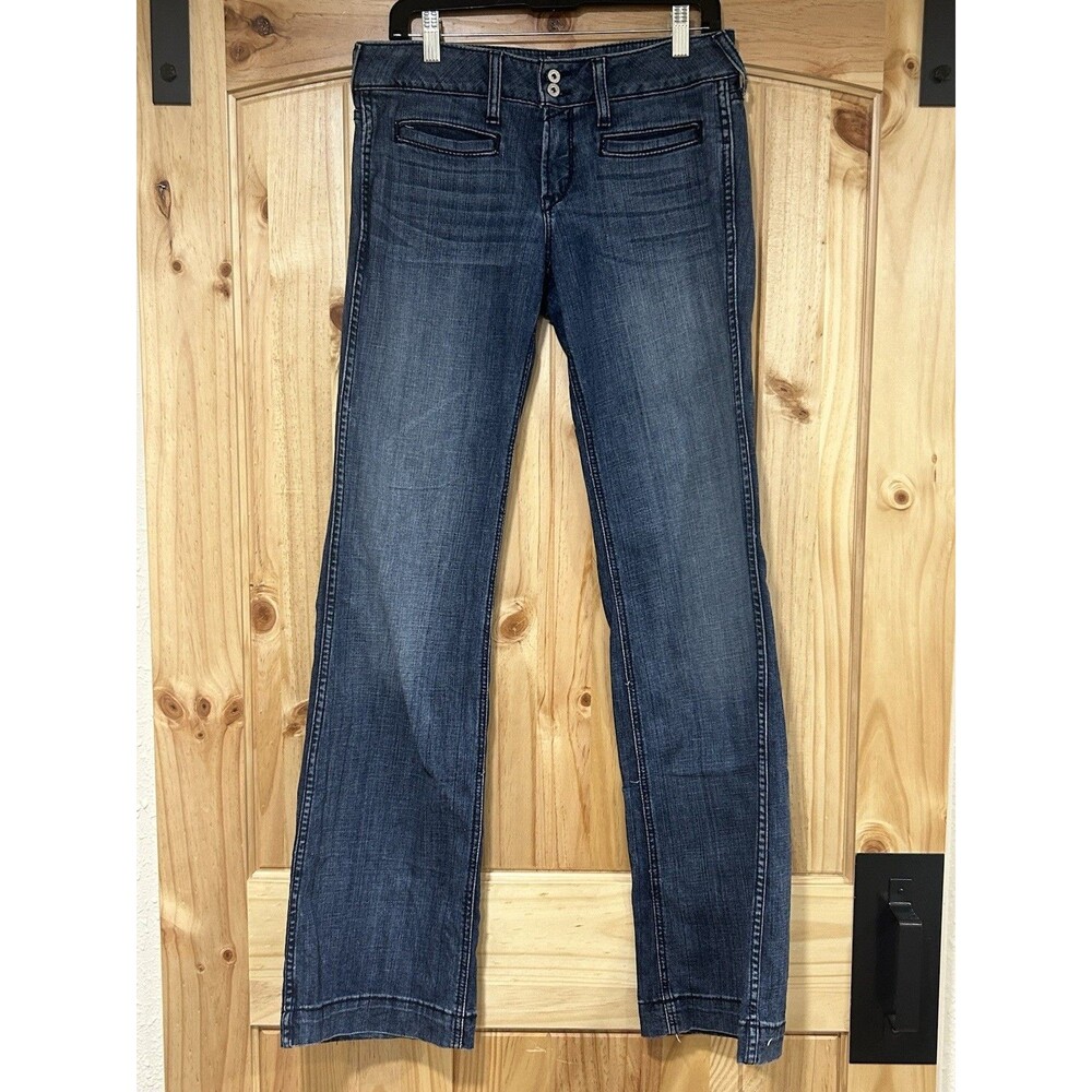 Ariat Women’s 28L Blue Denim Trouser Jeans Wide Leg Distressed Western 34” Ins